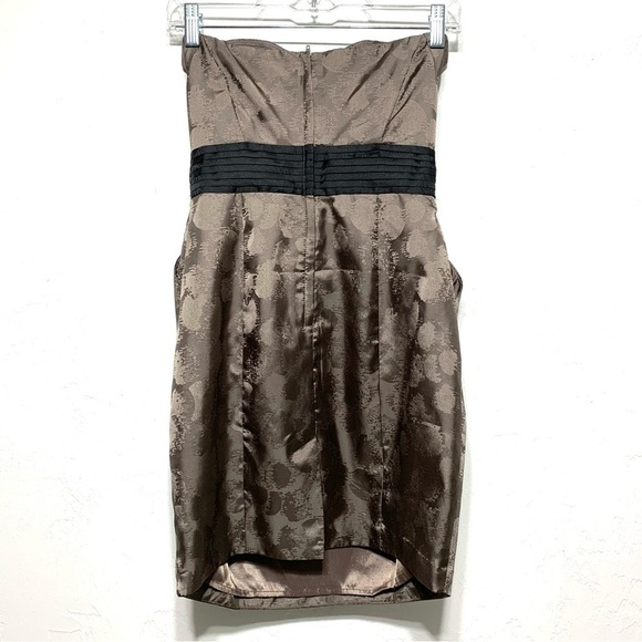 H&M Brown & Black Sweetheart Neckline Strapless Cocktail Dress Pleated size 4 - Picture 4 of 9